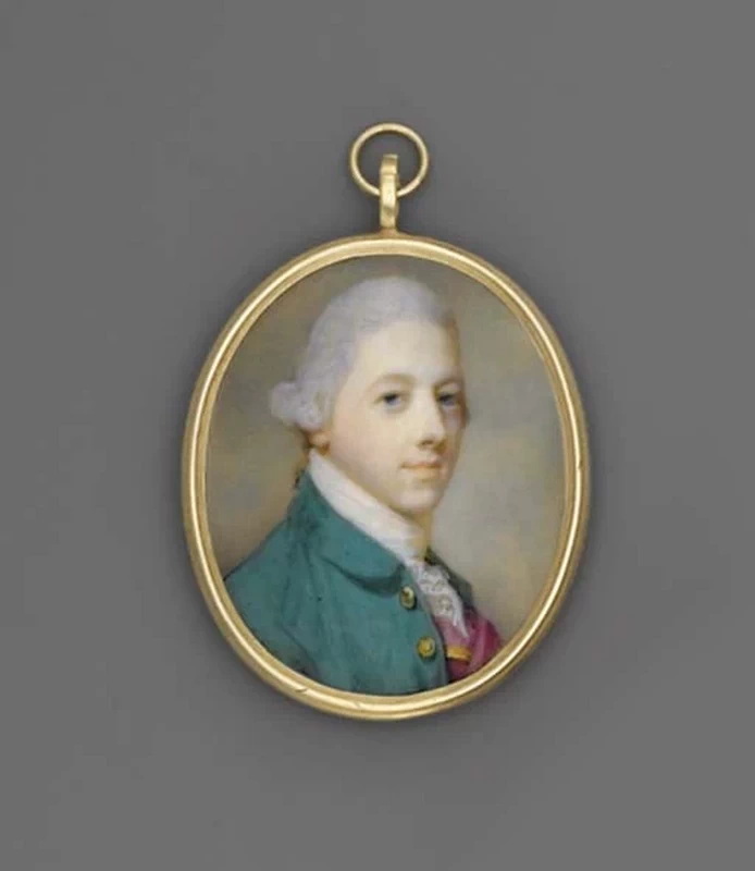 Ritratto di un giovane gentiluomo, in cappotto verde con bottoni d'oro, gilet rosa intenso bordato d'oro e cravatta di pizzo